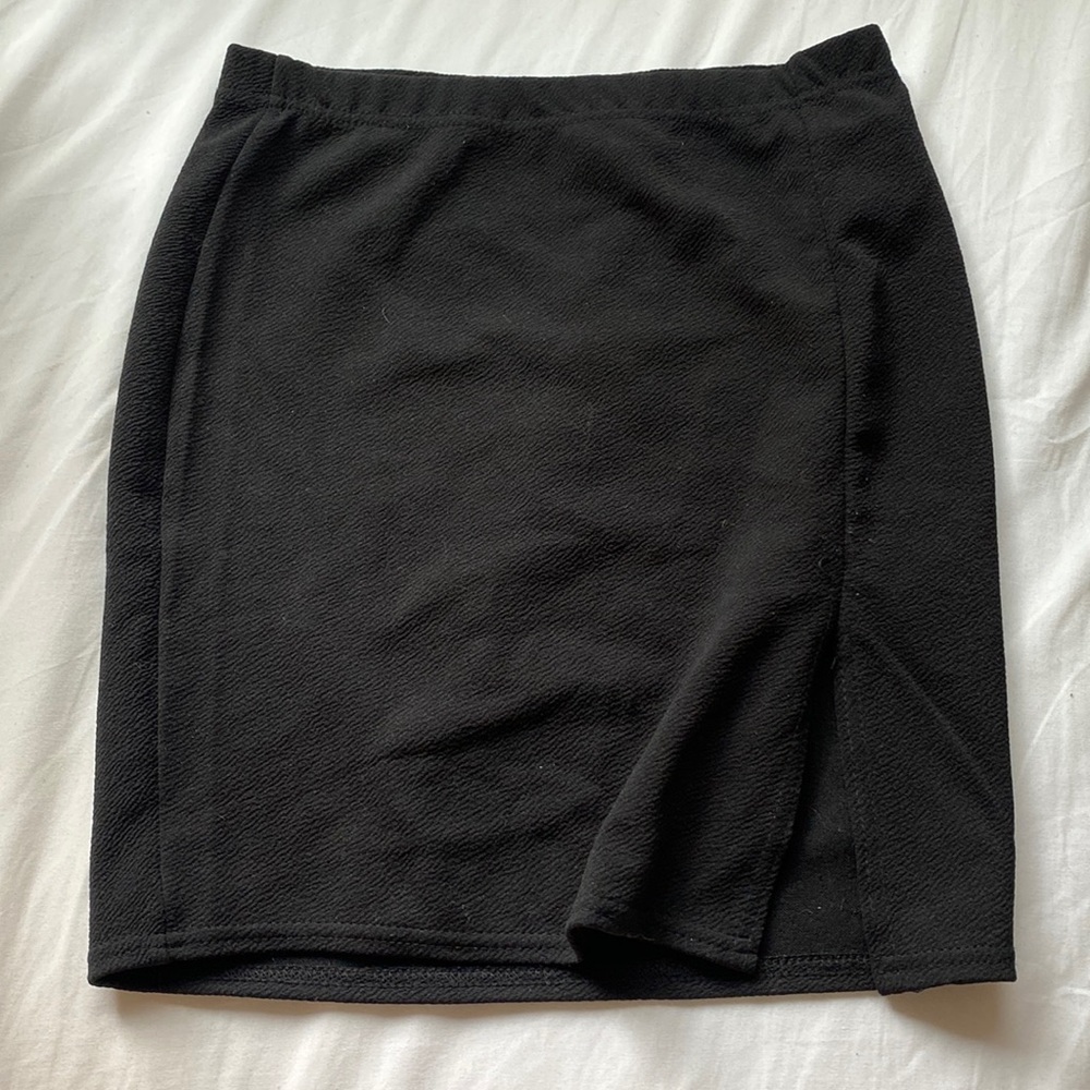 Black pretty little thing slit skirt